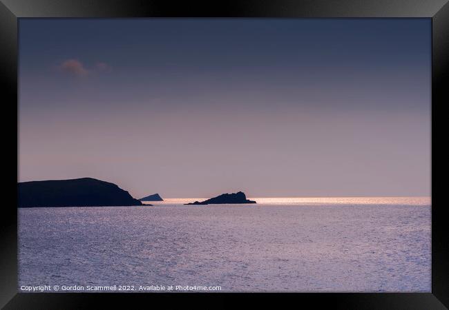 Evening light over a calm, peaceful Fistral Bay in Framed Print by Gordon Scammell