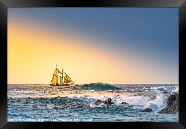Golden evening light over the Schooner Anny sailin Framed Print by Gordon Scammell