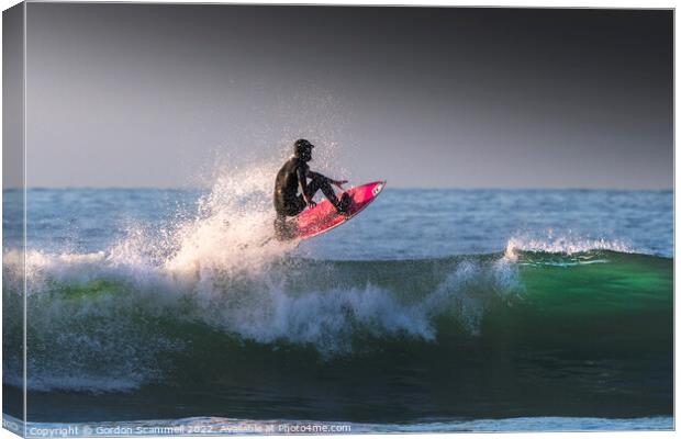 Spectacular surfing action at Fistral in Newquay,  Canvas Print by Gordon Scammell