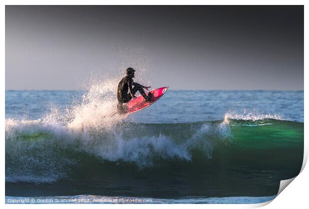 Spectacular surfing action at Fistral in Newquay,  Print by Gordon Scammell