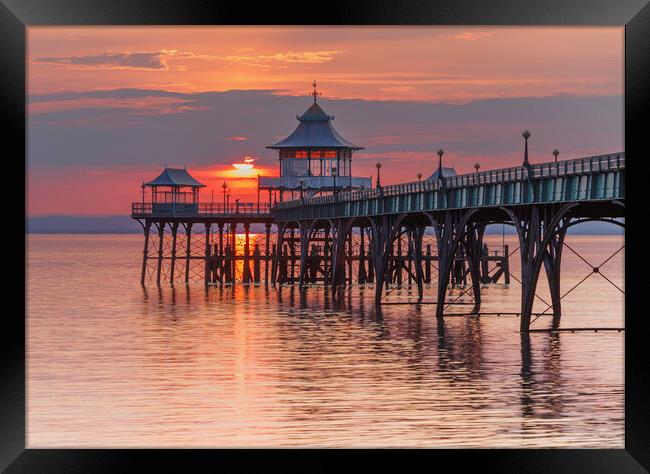 Clevedon Pier at sunset Framed Print by Rory Hailes