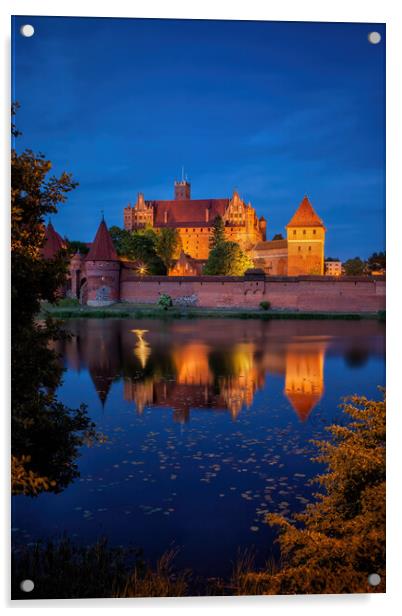 Malbork Castle by Night in Poland Acrylic by Artur Bogacki