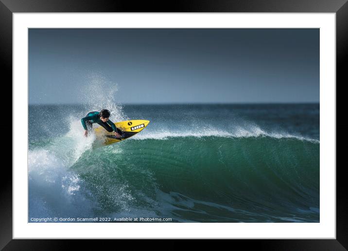 Spectacular surfing action at Fistral in Newquay,  Framed Mounted Print by Gordon Scammell