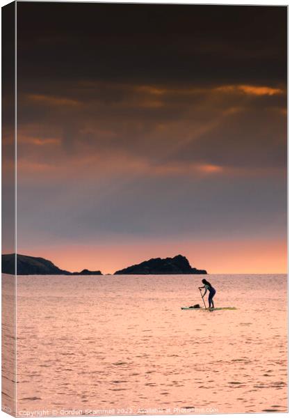 Evening light over a Stand Up Paddleboarder at Fis Canvas Print by Gordon Scammell