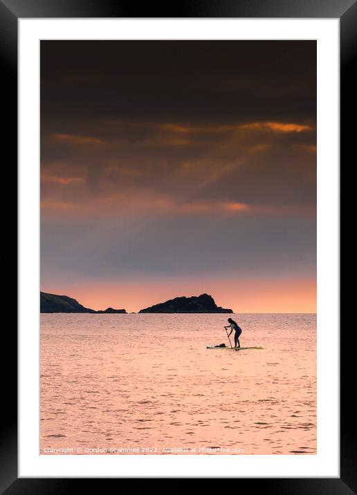 Evening light over a Stand Up Paddleboarder at Fis Framed Mounted Print by Gordon Scammell