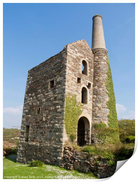 Old disused tin mine Cornwall Print by Rose Sicily