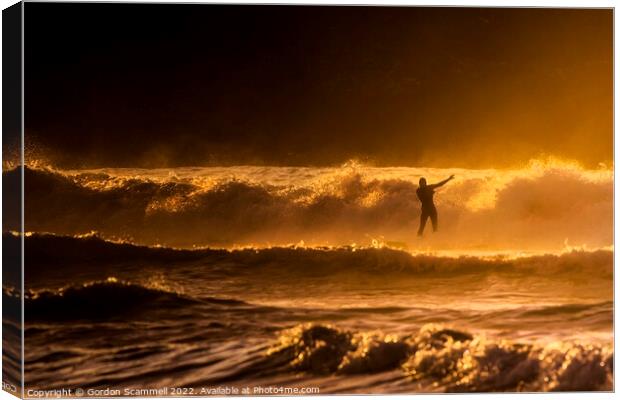 A sundowner surfing session at Fistral in Newquay, Canvas Print by Gordon Scammell
