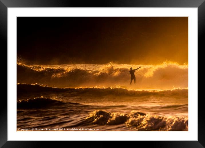 A sundowner surfing session at Fistral in Newquay, Framed Mounted Print by Gordon Scammell