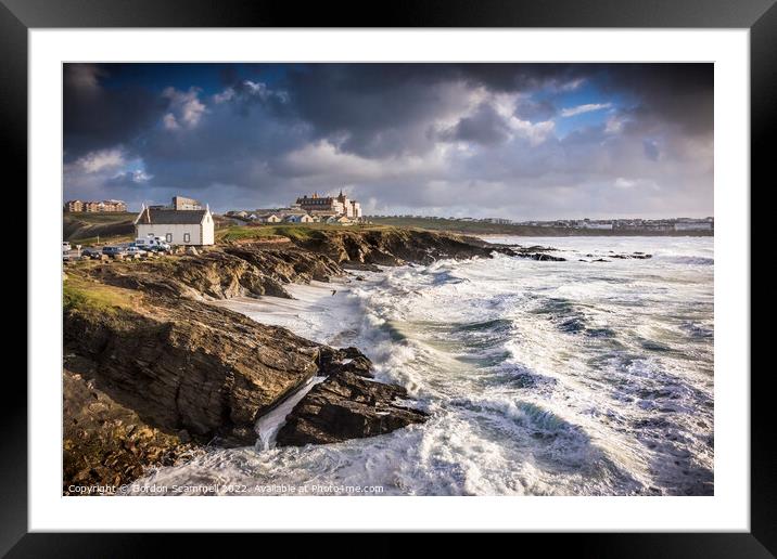 Wild seas at Little Fistral in Newquay, Cornwall. Framed Mounted Print by Gordon Scammell