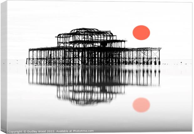 Fiery Sunset at Brighton West Pier Canvas Print by Dudley Wood