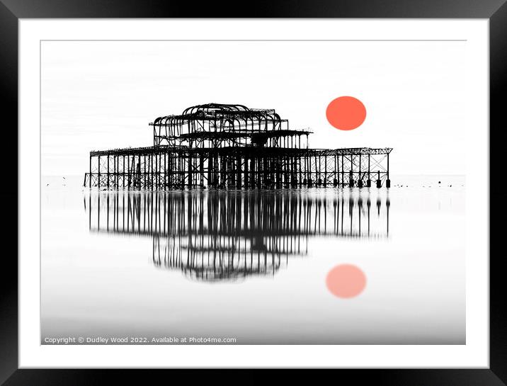 Fiery Sunset at Brighton West Pier Framed Mounted Print by Dudley Wood