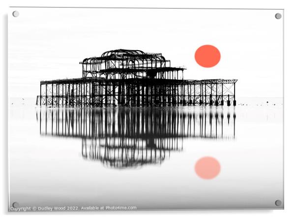 Fiery Sunset at Brighton West Pier Acrylic by Dudley Wood