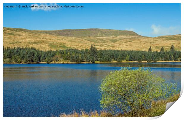 Fan Fawr and Beacons Reservoir Brecon Beacons Print by Nick Jenkins