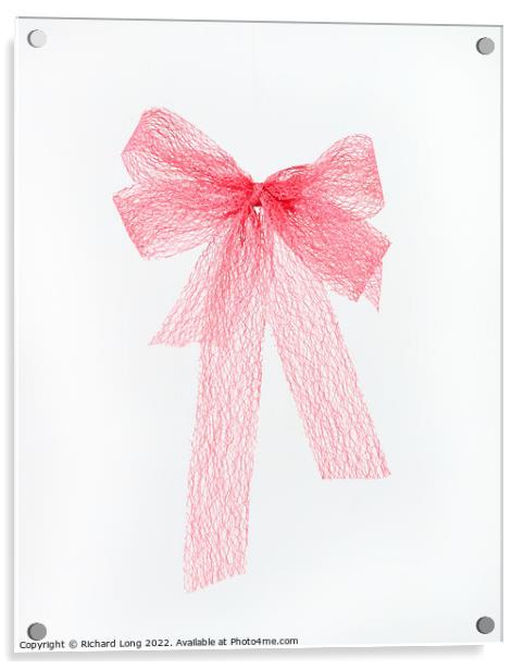 Pink lace bow  Acrylic by Richard Long