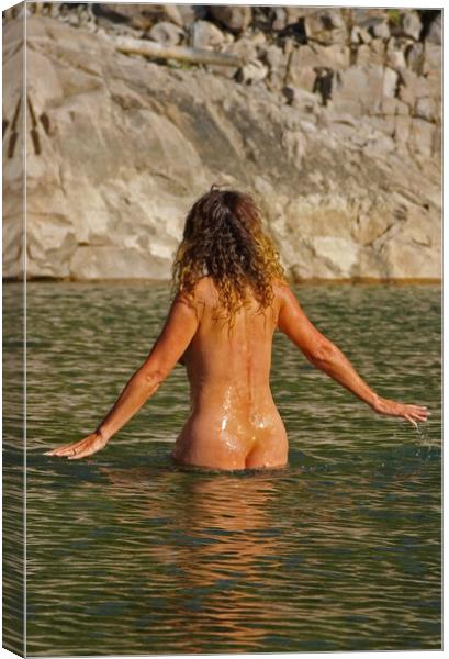 Skinny Dipping Canvas Print by Amy Rogers