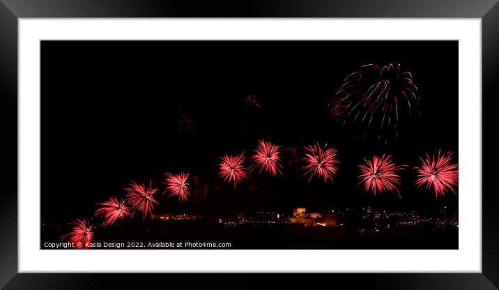Festive Fireworks, Grand Harbour, Malta Framed Mounted Print by Kasia Design