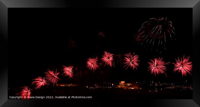 Festive Fireworks, Grand Harbour, Malta Framed Print by Kasia Design