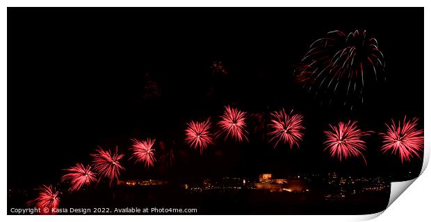 Festive Fireworks, Grand Harbour, Malta Print by Kasia Design