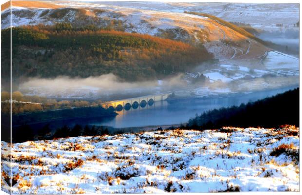 Ashopton bridge in the mist, Derbyshire, UK. Canvas Print by john hill