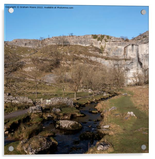 Malham Cove and Malham Beck elevated view Acrylic by Graham Moore