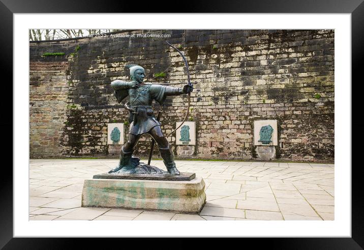 Robin Hood Statue in Nottingham Framed Mounted Print by Pearl Bucknall