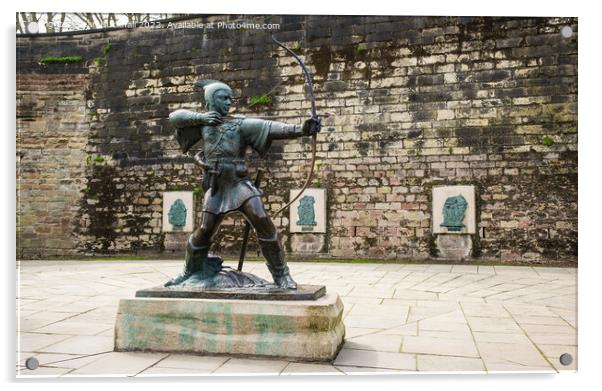 Robin Hood Statue in Nottingham Acrylic by Pearl Bucknall