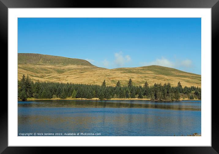 Beacons Reservoir and Fan Fawr in April  Framed Mounted Print by Nick Jenkins