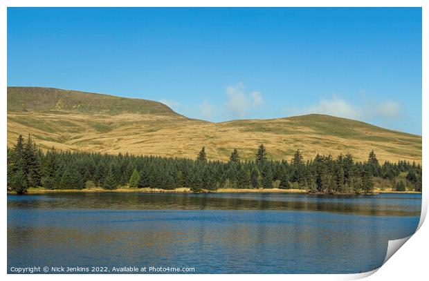 Beacons Reservoir and Fan Fawr in April  Print by Nick Jenkins