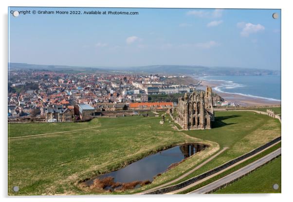 Whitby Abbey and town Acrylic by Graham Moore