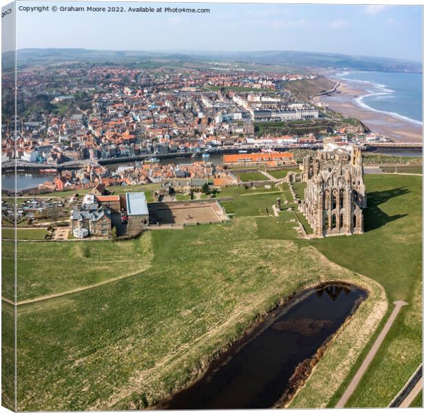 Whitby town and Abbey headland square format Canvas Print by Graham Moore