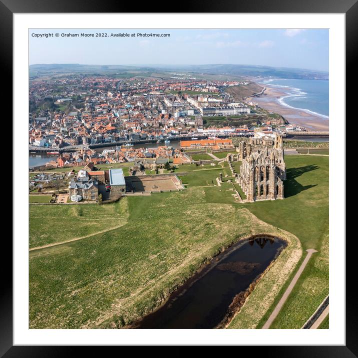 Whitby town and Abbey headland square format Framed Mounted Print by Graham Moore