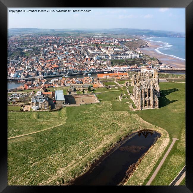 Whitby town and Abbey headland square format Framed Print by Graham Moore