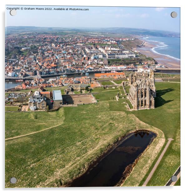 Whitby town and Abbey headland square format Acrylic by Graham Moore