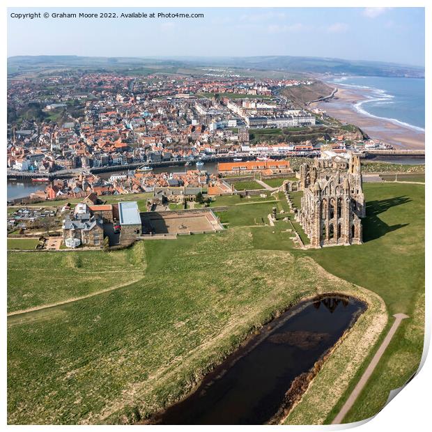 Whitby town and Abbey headland square format Print by Graham Moore