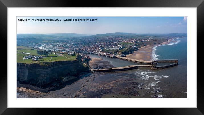 Whitby town and Abbey headland Framed Mounted Print by Graham Moore