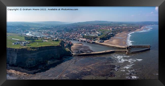 Whitby town and Abbey headland Framed Print by Graham Moore