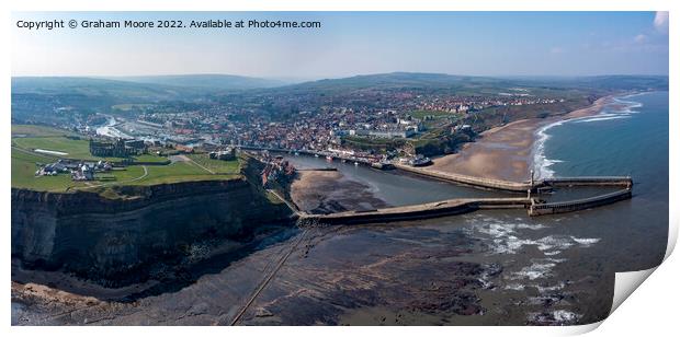 Whitby town and Abbey headland Print by Graham Moore