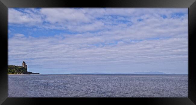 Isle of Arran from Greenan beach, Ayr Framed Print by Allan Durward Photography