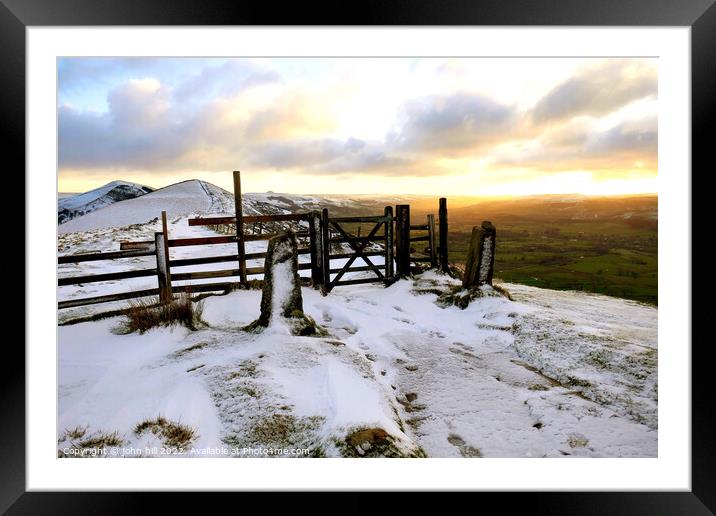 Dawn on the Great ridge, Peak district, Derbyshire Framed Mounted Print by john hill