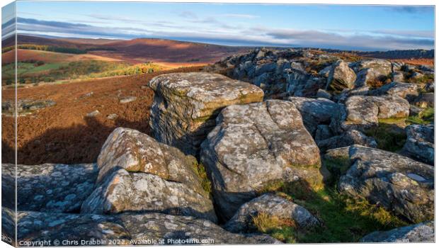 Carr Head Rocks in Autumn light Canvas Print by Chris Drabble