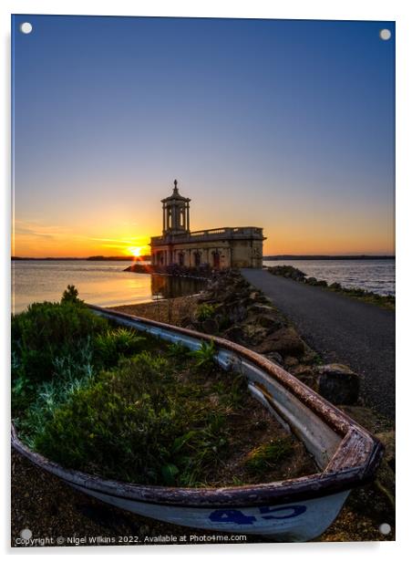 Normanton Church Sunset Acrylic by Nigel Wilkins