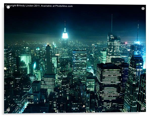 New York City at night Acrylic by Andy Linden