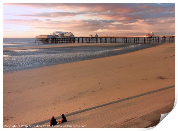 Watching the sunset - Blackpool Print by Philip Openshaw