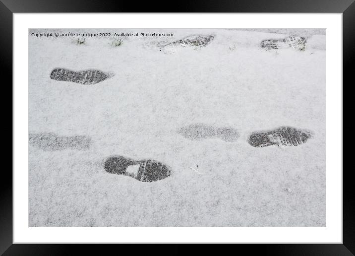 Footprints on snow Framed Mounted Print by aurélie le moigne