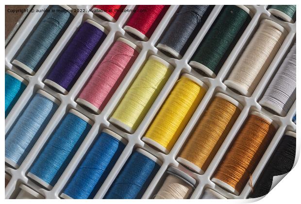 Multicolored sewing threads Print by aurélie le moigne