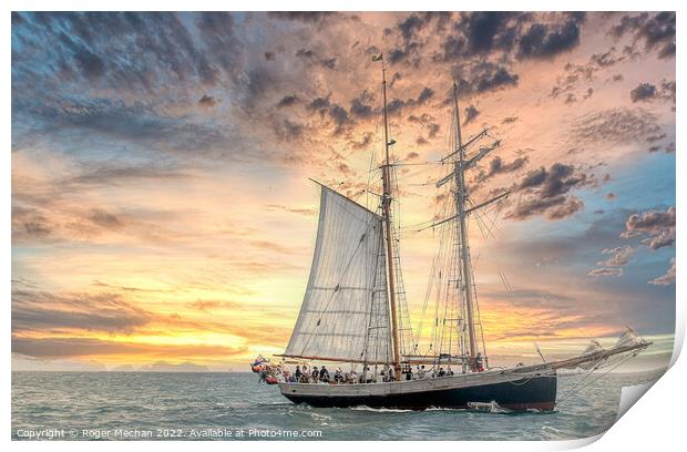 Sunset Sailing Beauty Print by Roger Mechan