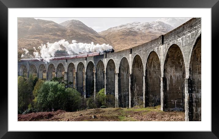 Steam Train in Scotland Framed Mounted Print by Elizabeth Hudson