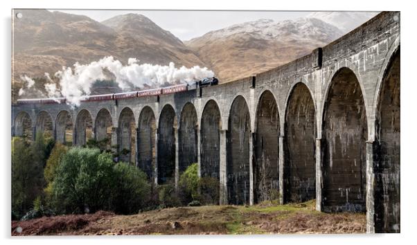 Steam Train in Scotland Acrylic by Elizabeth Hudson