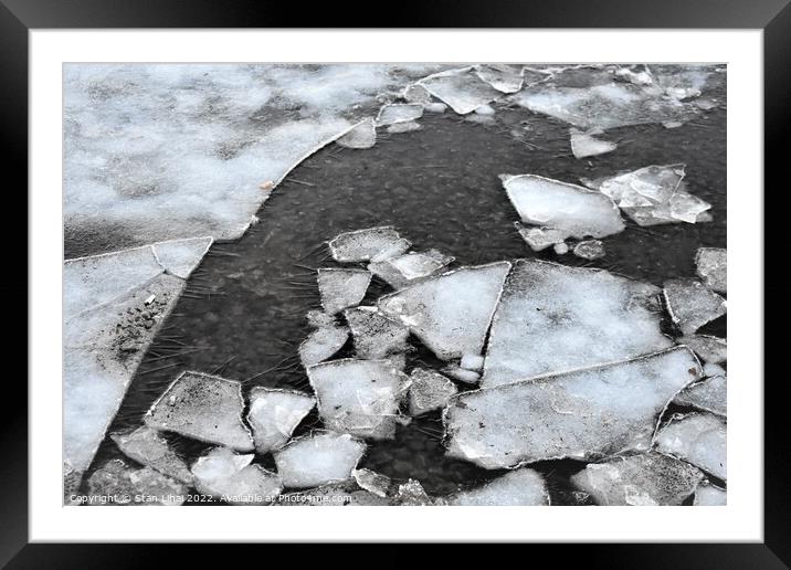 Broken ice in lake Framed Mounted Print by Stan Lihai