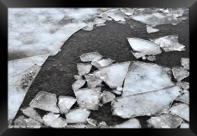 Broken ice in lake Framed Print by Stan Lihai